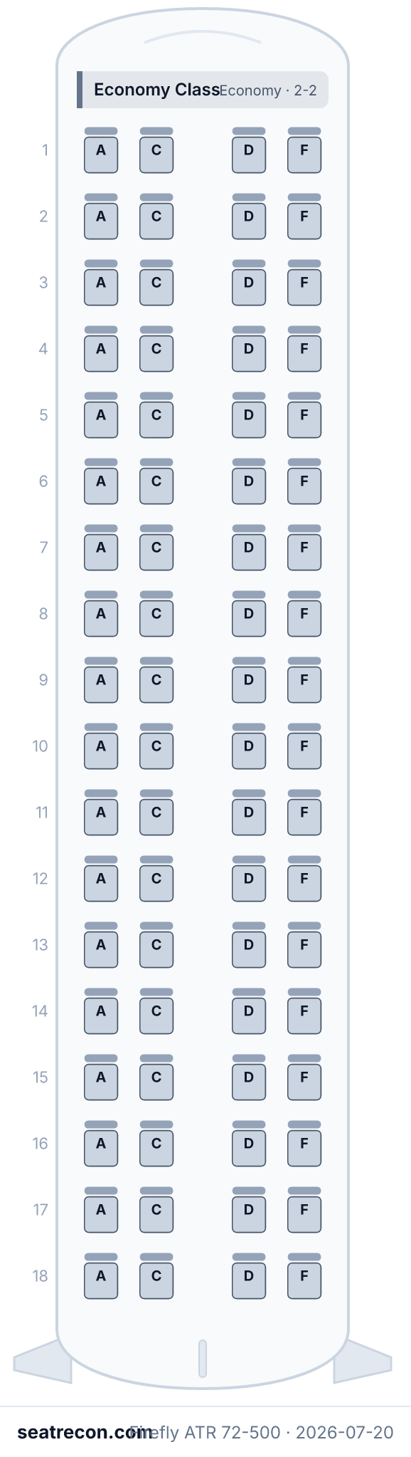Firefly ATR 72-500 seat map (72Y)